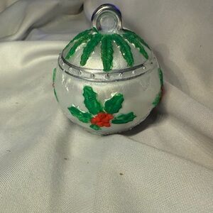 Silver and Green Holiday Ornament